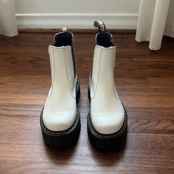 Dr. Martens White Ankle Boots with Black Soles - Picture 3 of 5